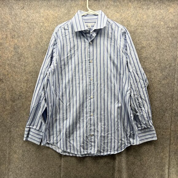 Banana Republic Shirt Men Extra Large Adult Blue Casual Button Down Striped XL - Picture 1 of 12